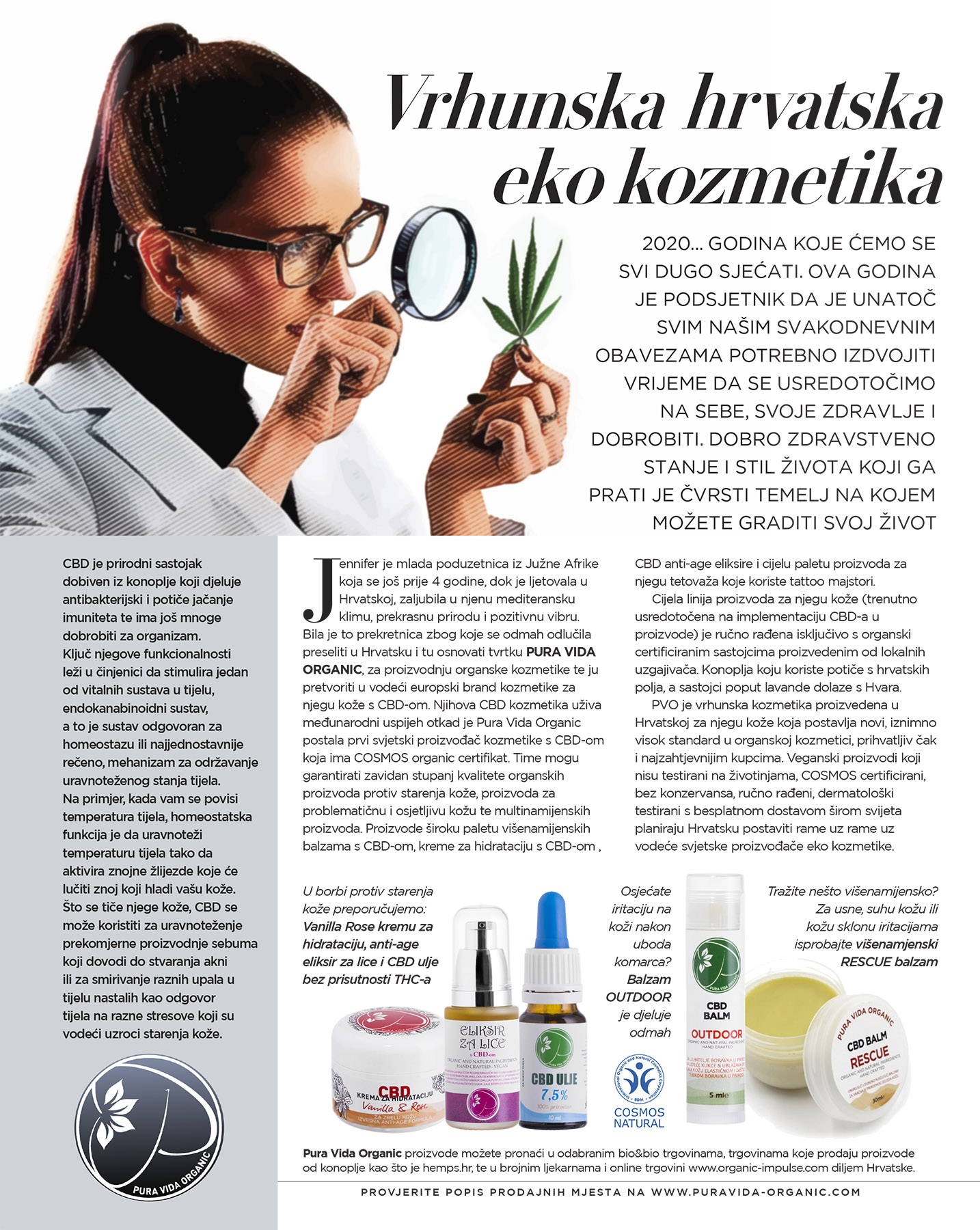 Gloria hr magazine article on puravida organic cbd skincare